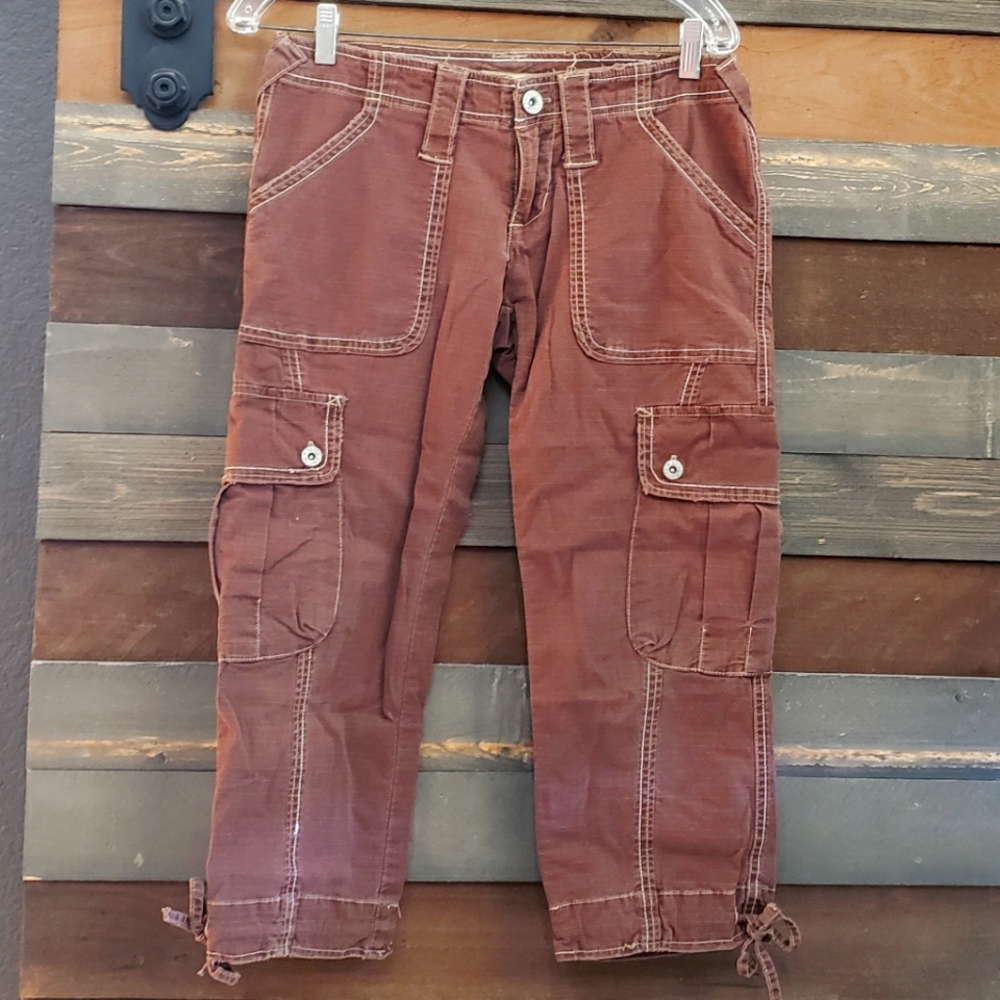 Womens Brown Bongo Cargo Capris